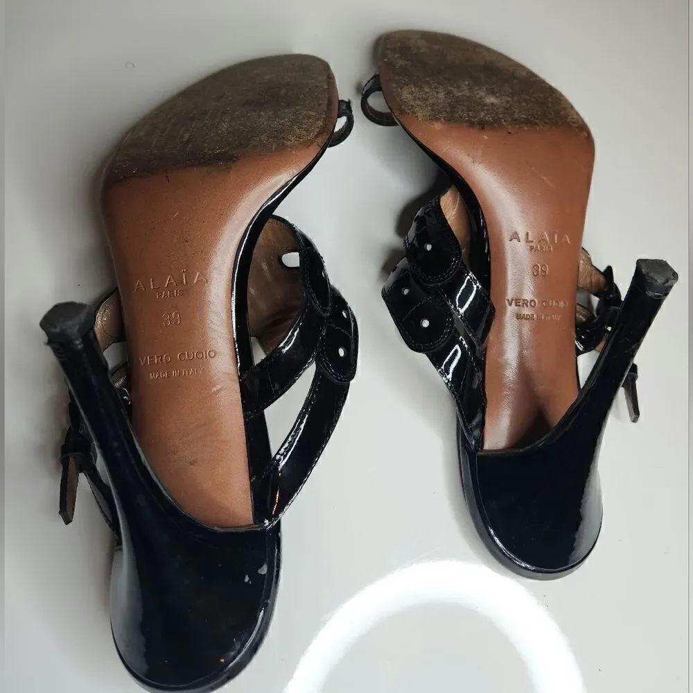 Alaïa Paris slip on heels black leather size 39